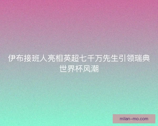 伊布接班人亮相英超七千万先生引领瑞典世界杯风潮
