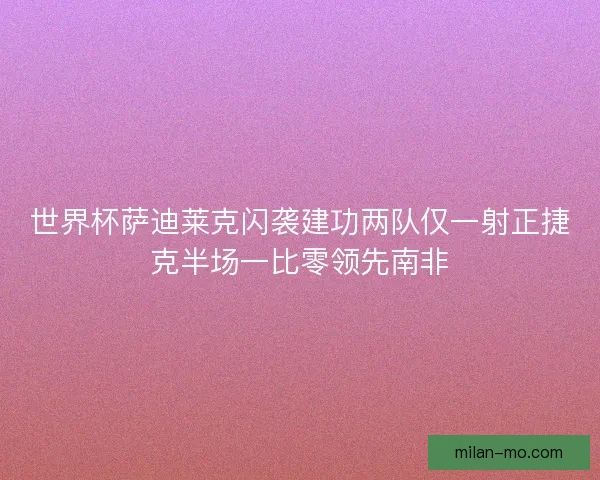 世界杯萨迪莱克闪袭建功两队仅一射正捷克半场一比零领先南非